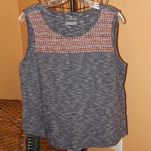 Ladies Talbots Tank Top - shirt - Blouse  Size L  Decorative Embroidery